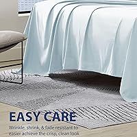 Vista 3 de Cathay - Sábanas planas de seda individuales de suave poliéster de lujo, Agua (Aqua), talla Queen