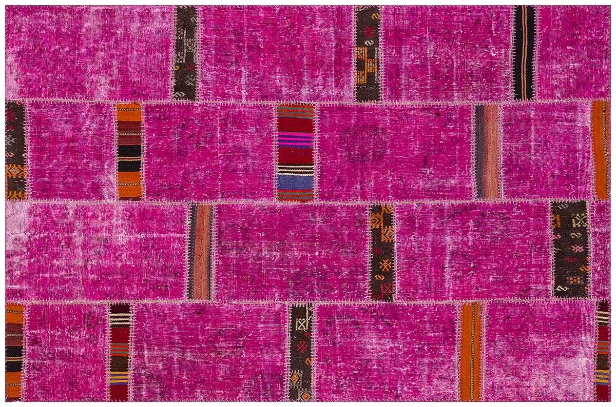 Tapis patchwork turc en laine fait à la main ALLMODE Rose 140x210 cm