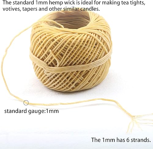Miniatura 7 de MILIVIXAY Mecha de vela de cáñamo 100% orgánico con revestimiento de cera de abeja natural, carrete de 200 pies, tamaño estándar (0.039 pulgadas) +
