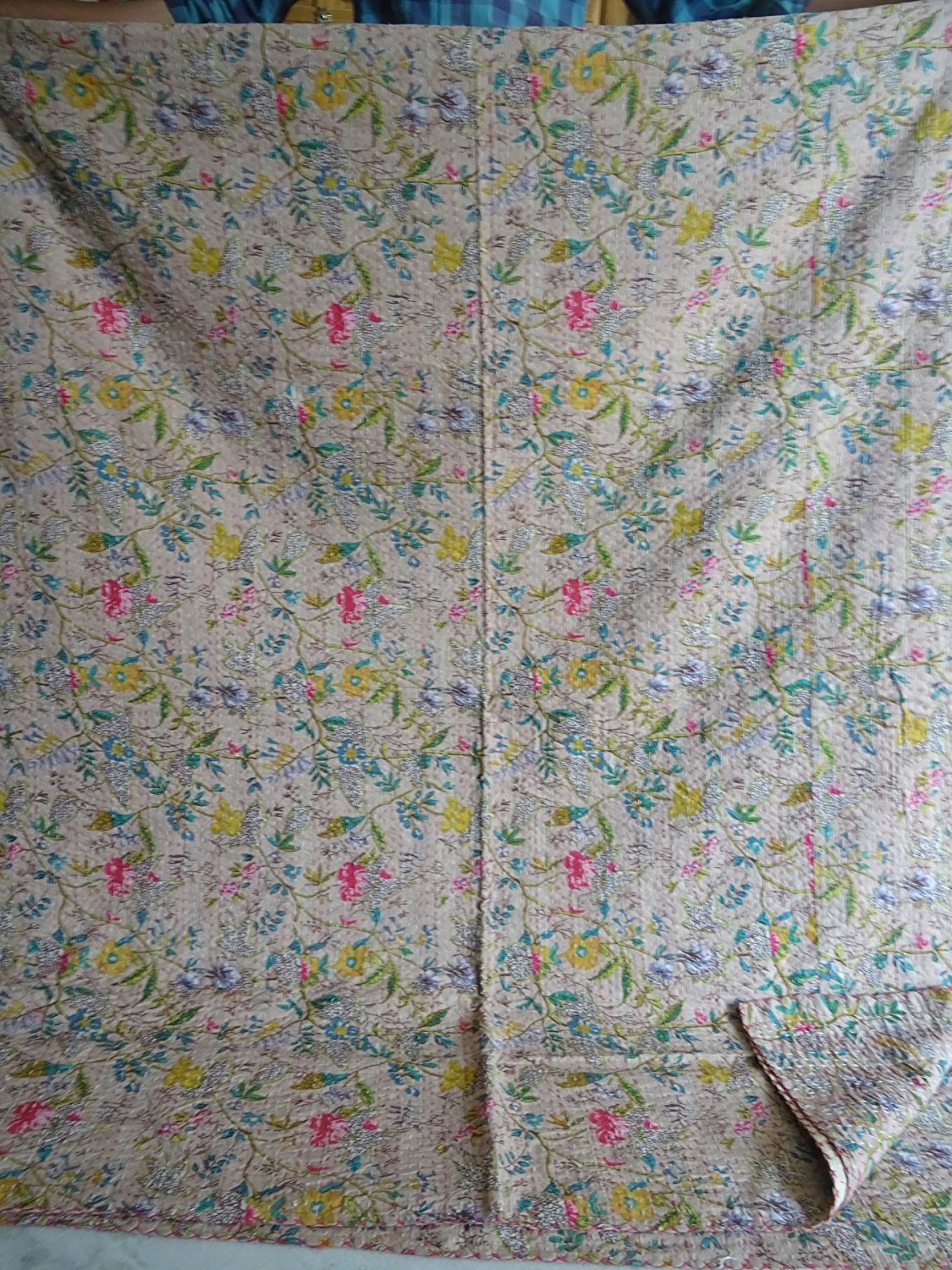 Sophia-Art Indian Twin Gudri Handmade Quilt Bird of Paradise Kantha Bed Covers Quilt 60X90inches