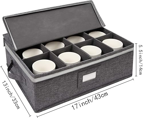 Miniatura 3 de popoly Caja de almacenamiento para tazas y tazas contenedor de almacenamiento de China con tapa con cremallera y asas capacidad para 12 tazas de