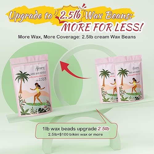 Miniatura 15 de Ajoura - Cuentas de cera, granos de cera dura de 1 libra para depilación de piel sensible para cuerpo completo, bikini, cara, cejas, espalda, pecho
