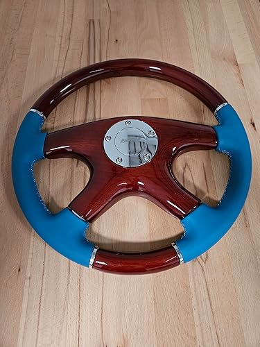 Miniatura 3 de Raptor Volante de madera de caoba y cuero azul océano de 15"