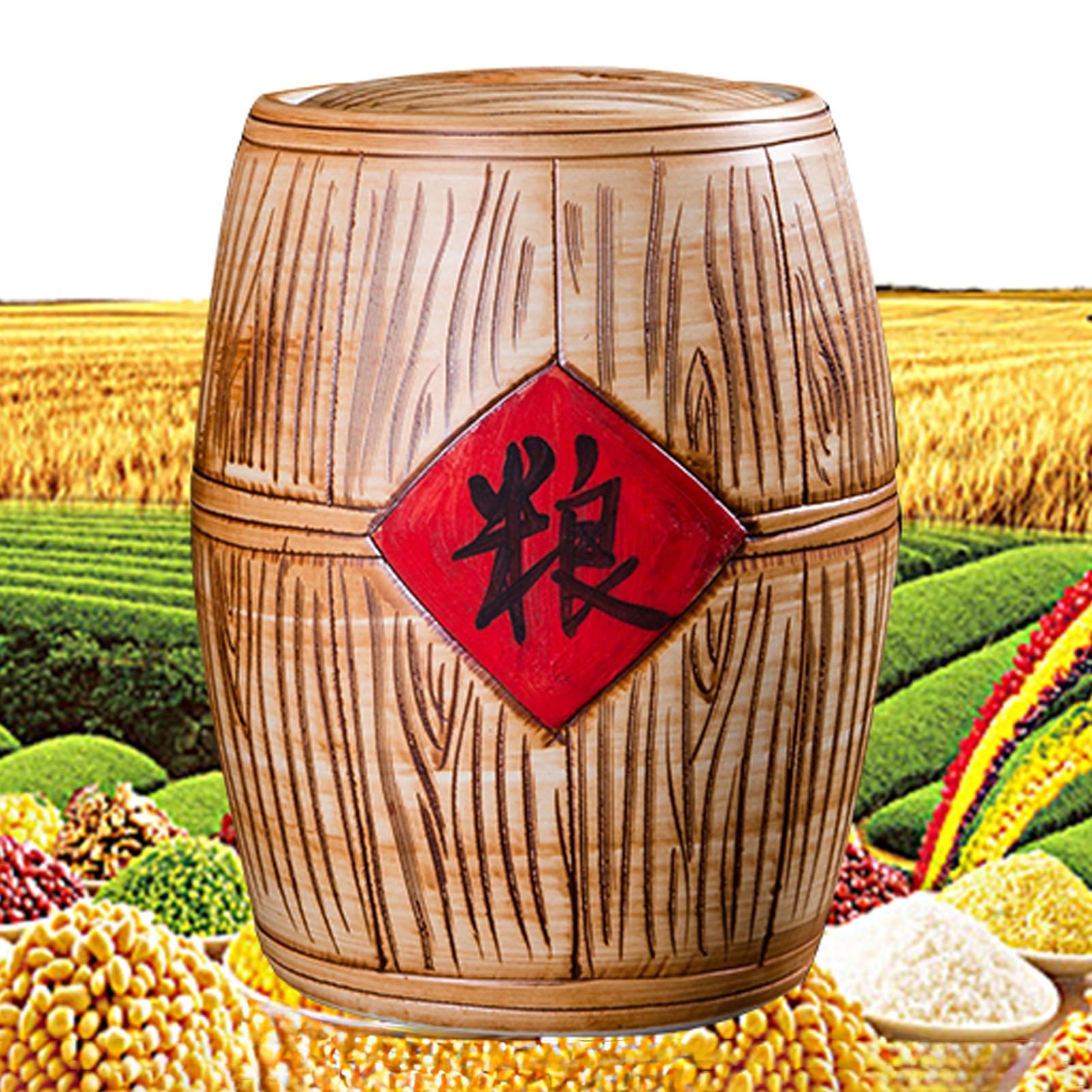 Récipient de stockage de riz et pot de conservation en céramique pour les céréales
