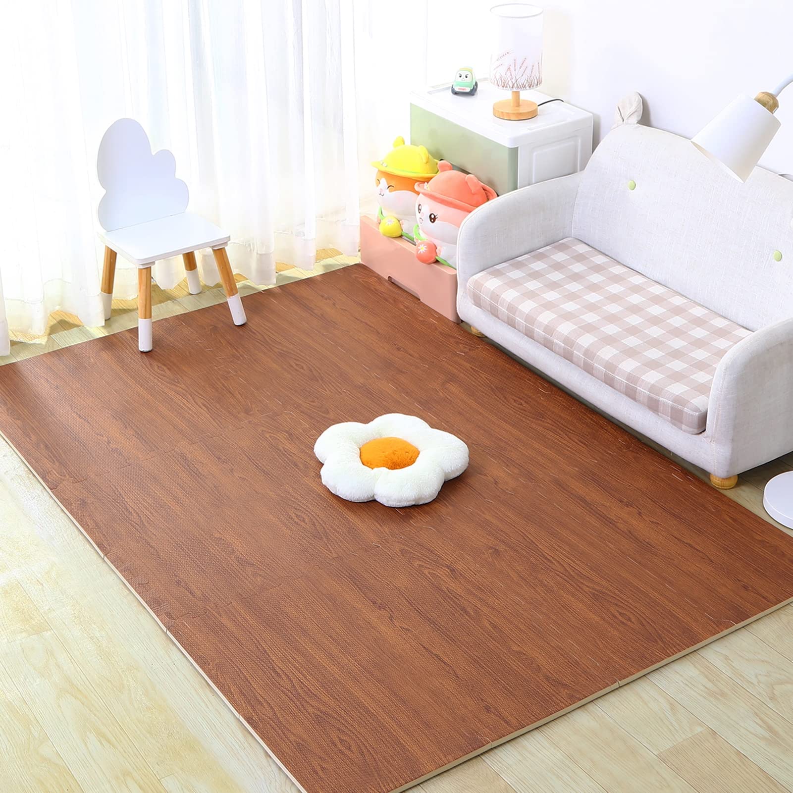Tapis d'exercice Emboîtables en Mousse, Tapis De Jeu Puzzle en Mousse Bébé,30X30x1.2Cm Tapis Puzzle De Jeu Élastique avec Bordures,Tapis De Sol en Mousse Multicolore,G,36Pcs