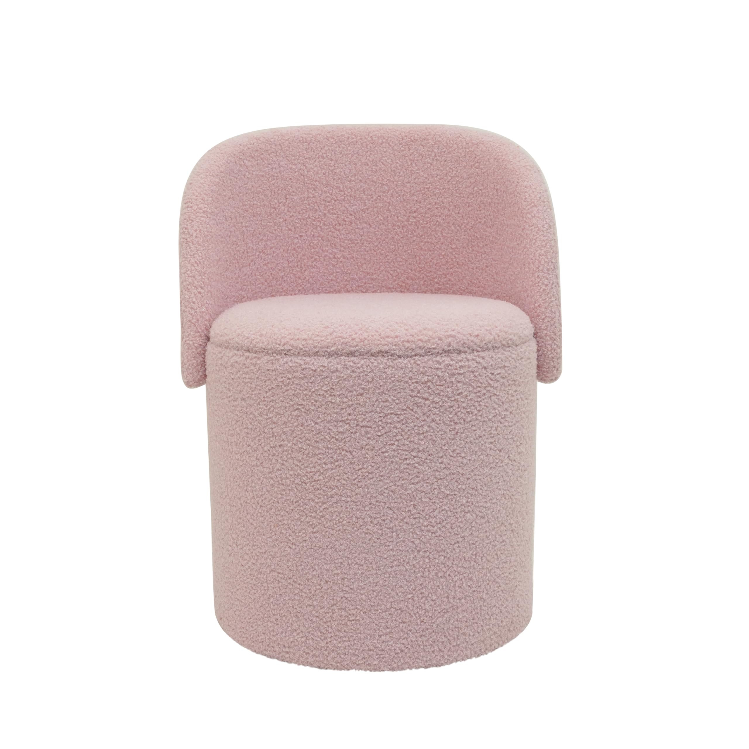 La Maison Luxury Bouclé 3-in-1 Storage Stool Chair – Teddy Fabric Upholstered Ottoman with Hidden Storage & Removable Lid, Modern Accent Seat for Living Room, Bedroom or Vanity (Blush Pink)