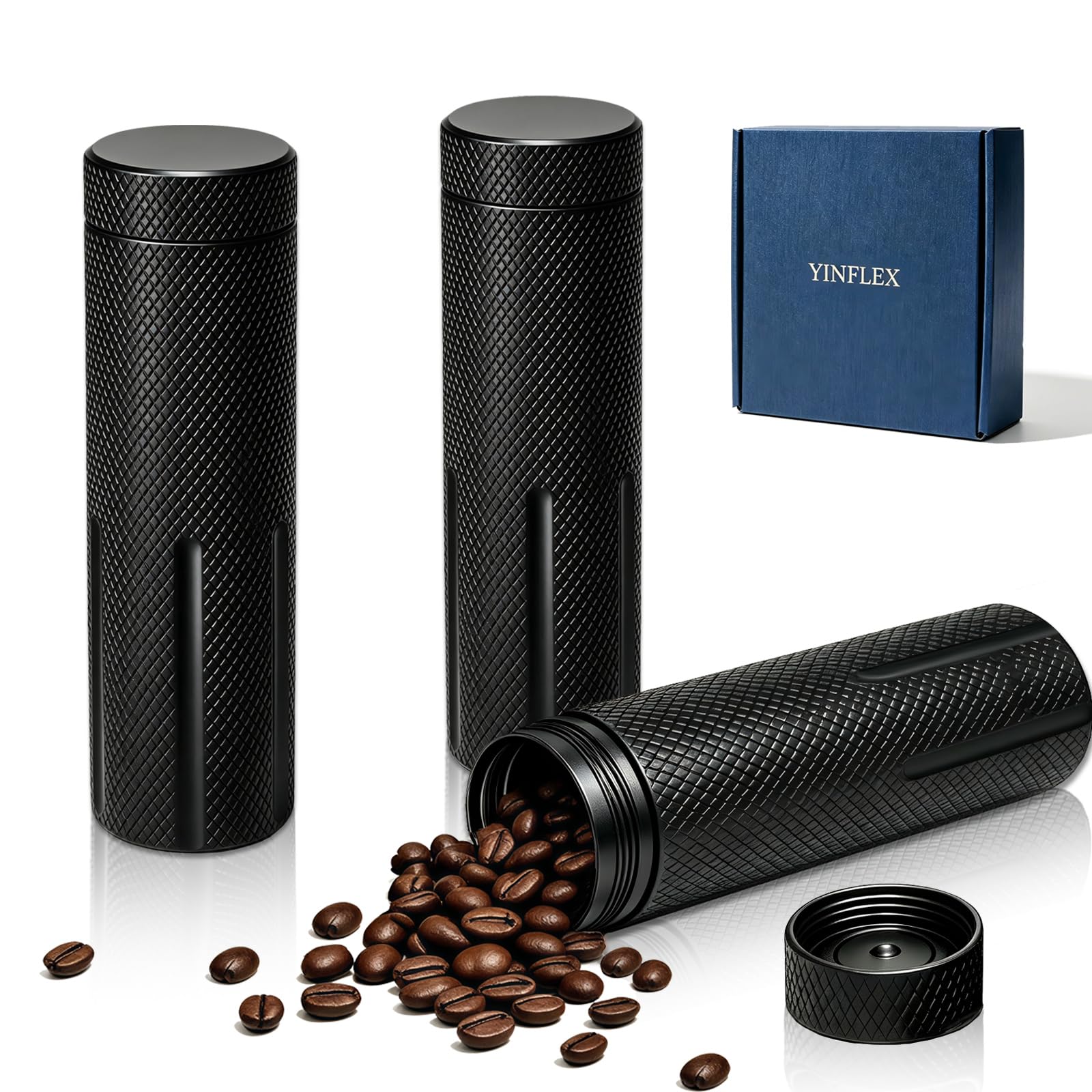 Photo 1 of YINFLEX Single Dose Coffee Bean Storage, 3-Pack Airtight Canister (Black)