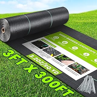 3x300FT Weed Barrier Landscape Fabric Heavy Duty, 3.2oz Weed Control Garden Cloth, Block Gardening