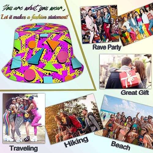 Miniatura 5 de Sombreros retro de moda de los años 80 y 90 para mujeres y hombres, traje de fiesta de festival rave