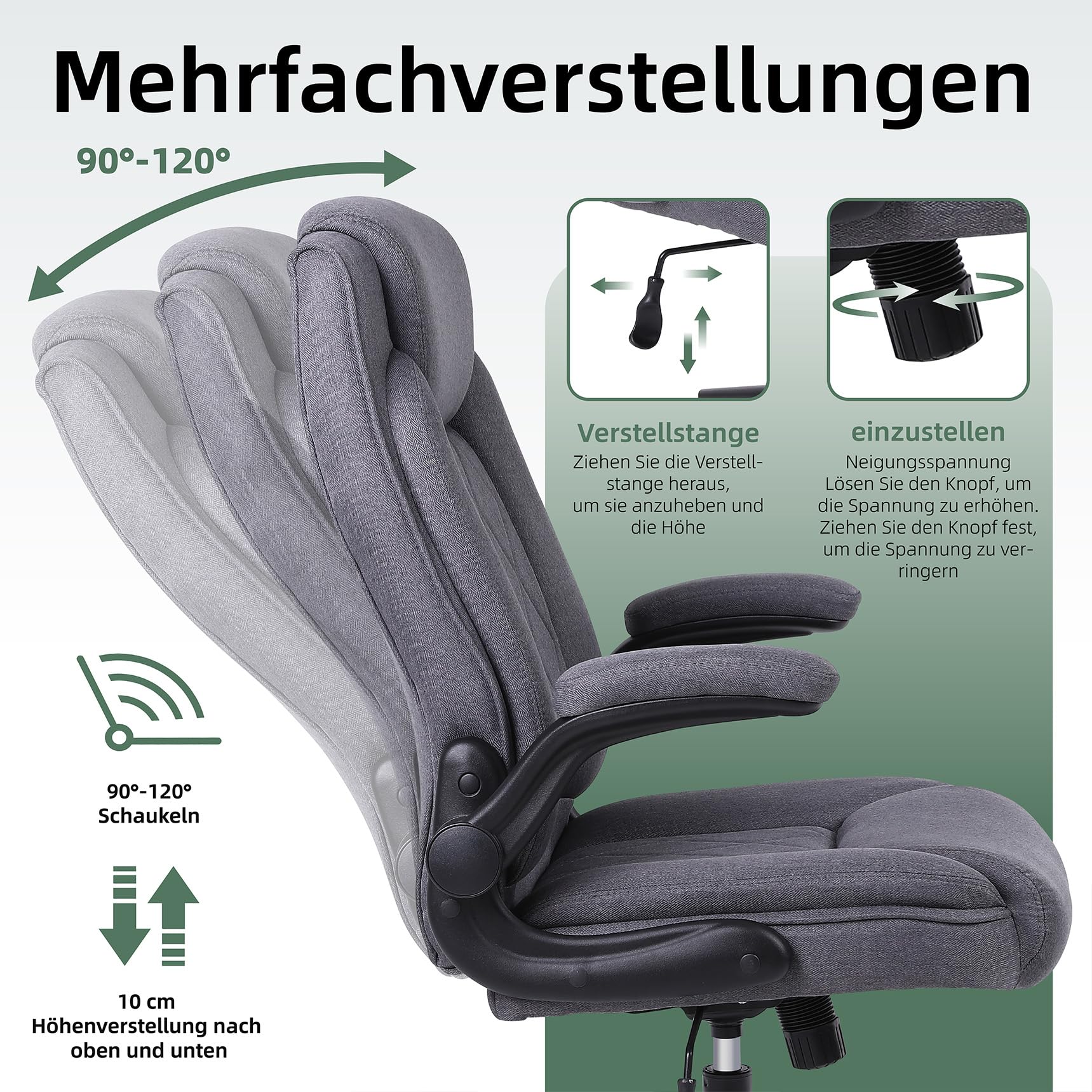 Youhauchair Bürostuhl Ergonomisch, Dunkelgrau