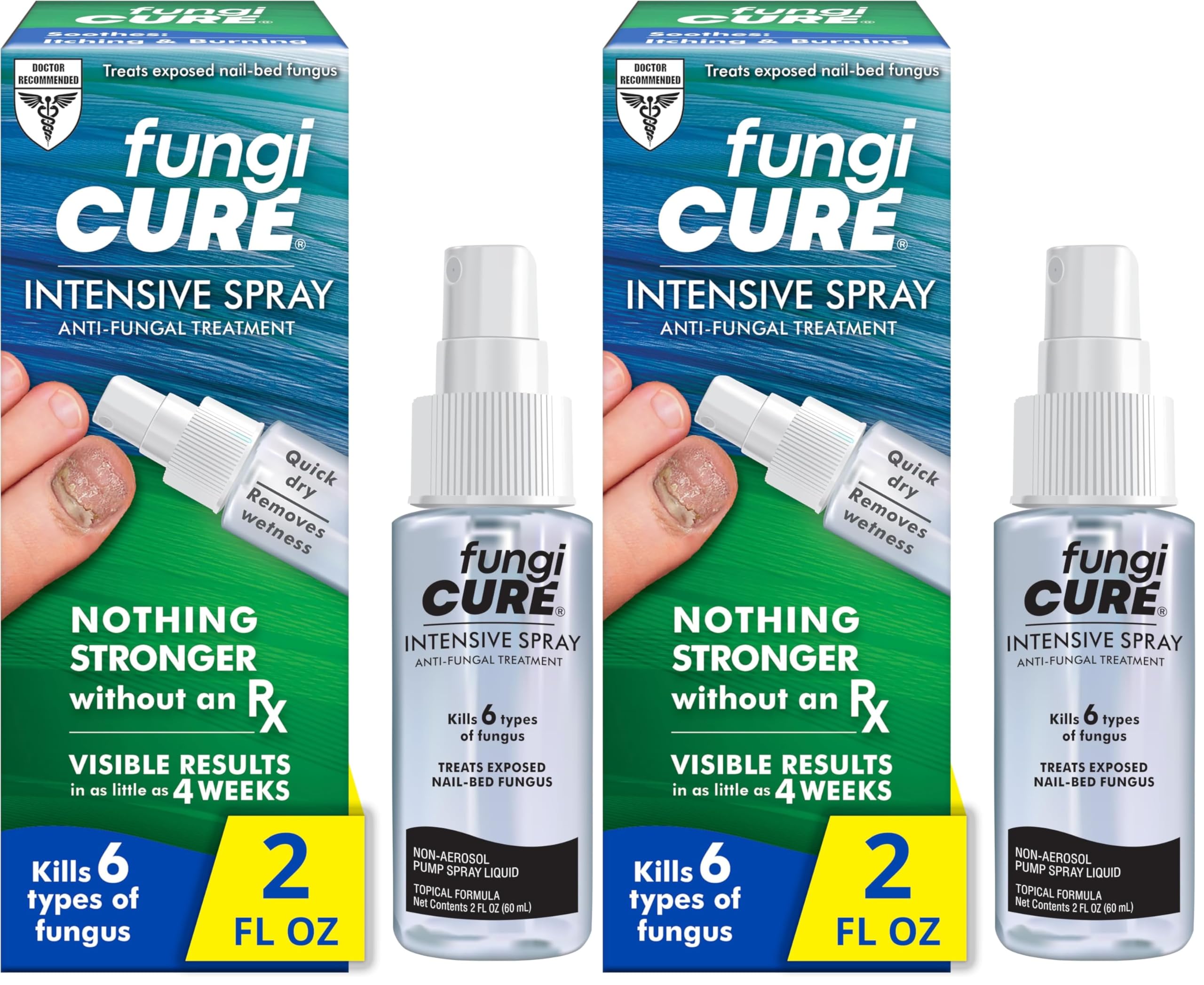 FUNGICURE Intensive Spray, Antifungal Treatment, Kills 6 Types of Fungus, Soothes Itching & Burning, 2 Fl Oz (Pack of 2)