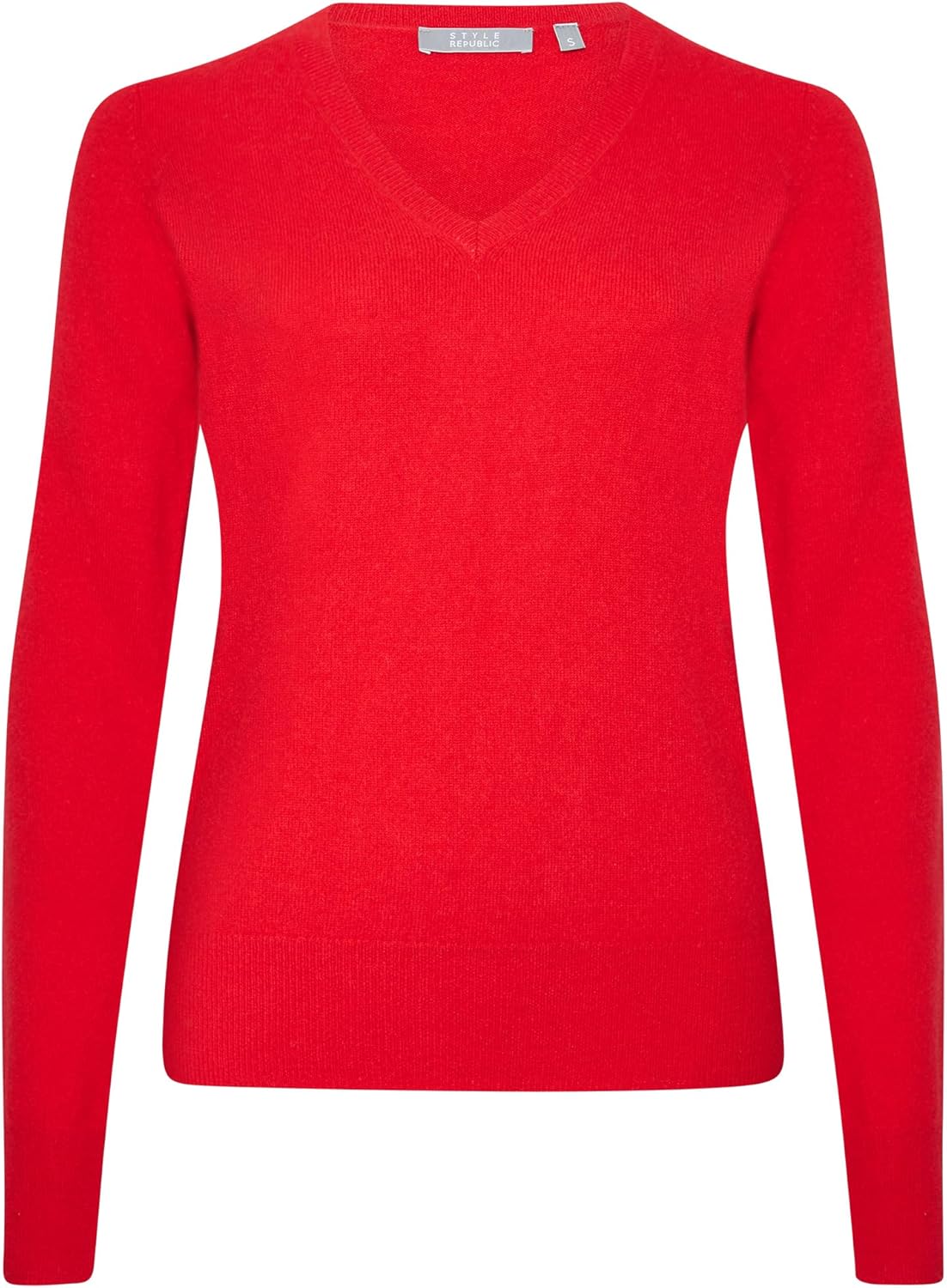 Style Republic Women's 100% Cashmere V-Neck Sweater, Regular Fit, Premium Knit Jumper for Autumn and Winter, Red, Size Extra Small, XS - Image 4