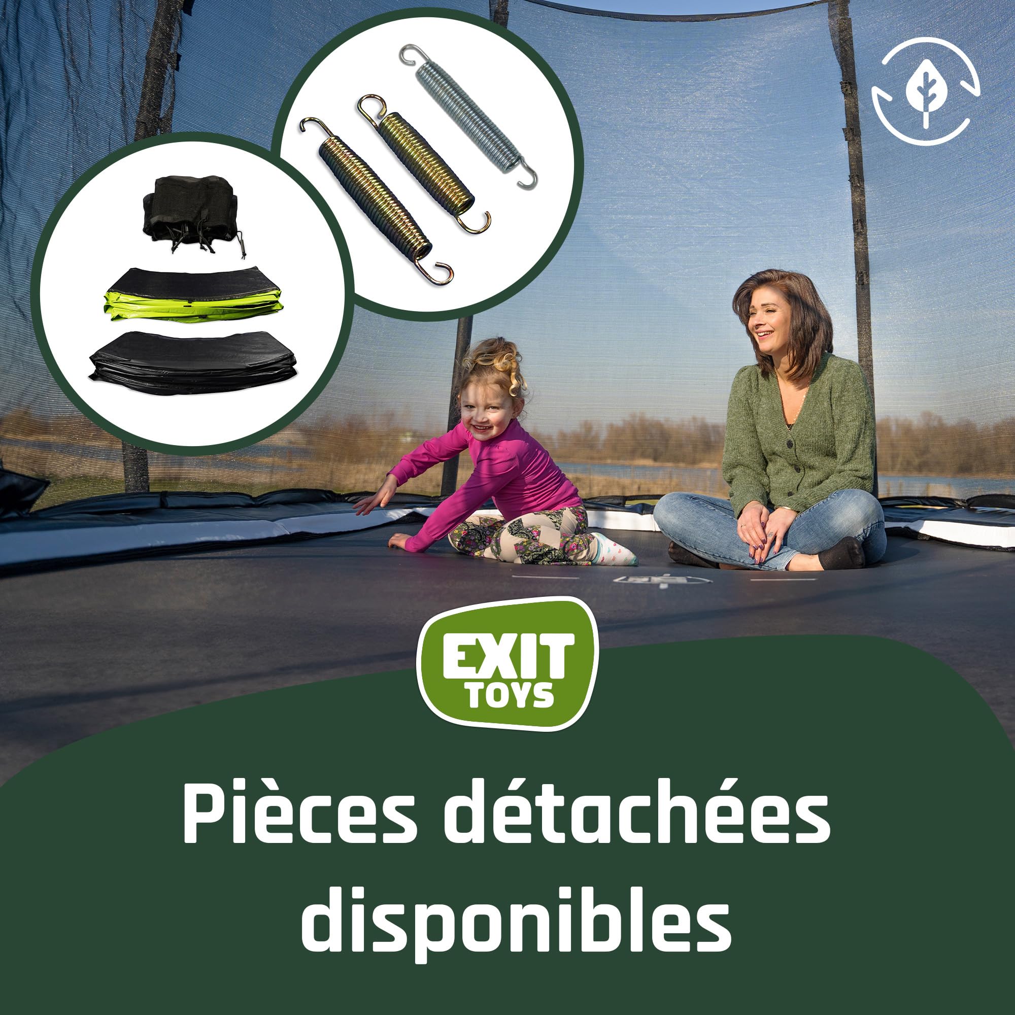 Arrêt pour Robot Tondeuse M de Trampoline EXIT Toys - pour Tondre l'herbe sous et Autour de Votre Trampoline - Protège Le Cadre du Trampoline - pour Divers Trampolines - Longueur Réglable - Lot de 2