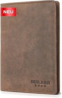 Vintage Leder Geldbörse Oskar, Herren Reisegeldbörse & Reisepasshülle aus Leder mit RFID-Schutz, Portemonnaie mit Ausweisfach für Karten, Reisedokumente & Scheine - Braun