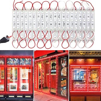 EAGWELL Red Sign Lights 20 Ft Storefront Light 40 Pieces 5050 LED Module,2 Set 5050 SMD 120 LED Module Store Front Window Sign Strip Lighting