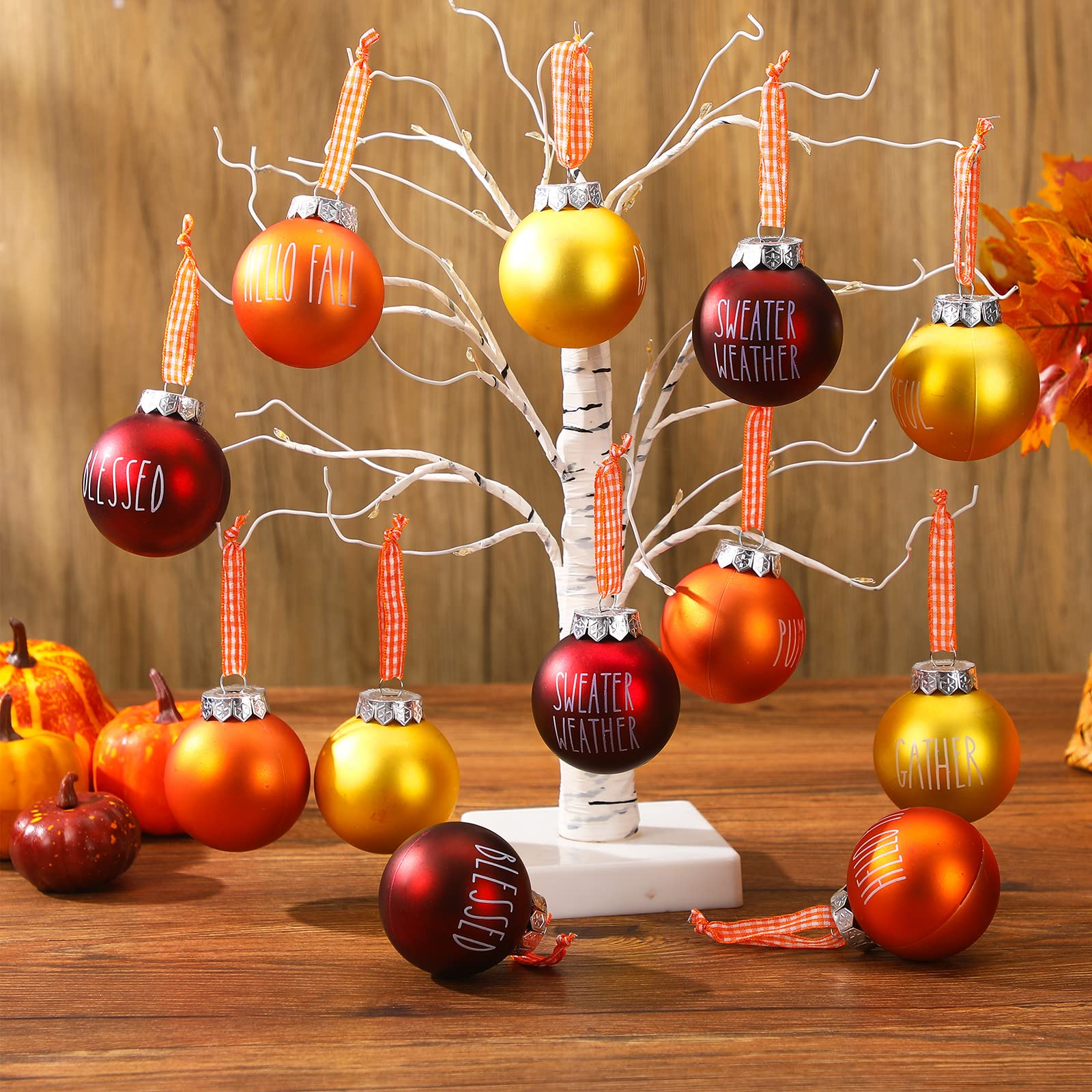 Thinkday 12 Stück Herbst-Erntedank-Ornamente für Baum, Ernte
