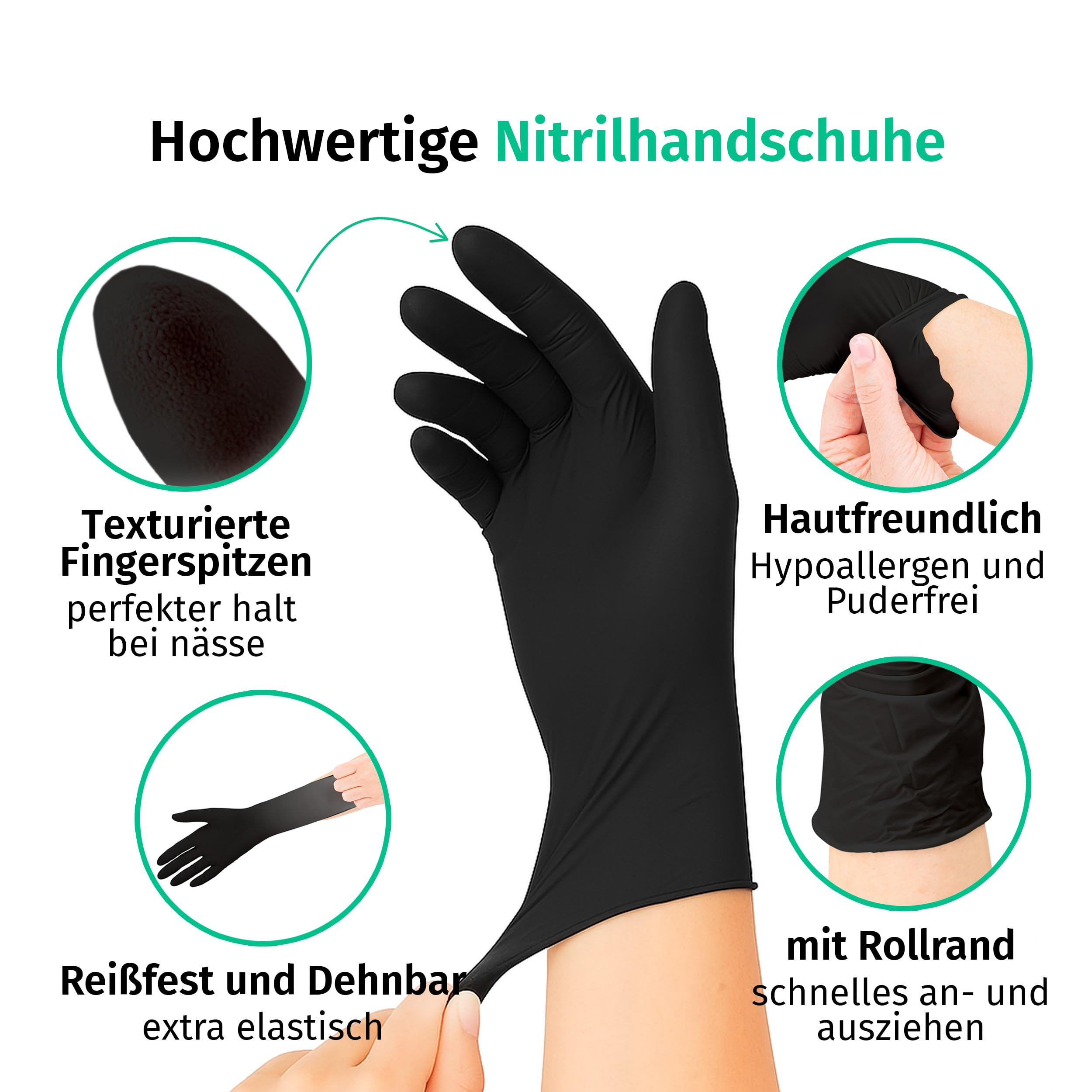 SF Nitrilhandschuhe S Schwarz – 2000 (10x200) Stück Einweghandschuhe, Einmalhandschuhe, Medizinische handschuhe, Puderfrei, Latexfrei, für Medizin, Küche, Putzen, Kosmetik, Haushalt