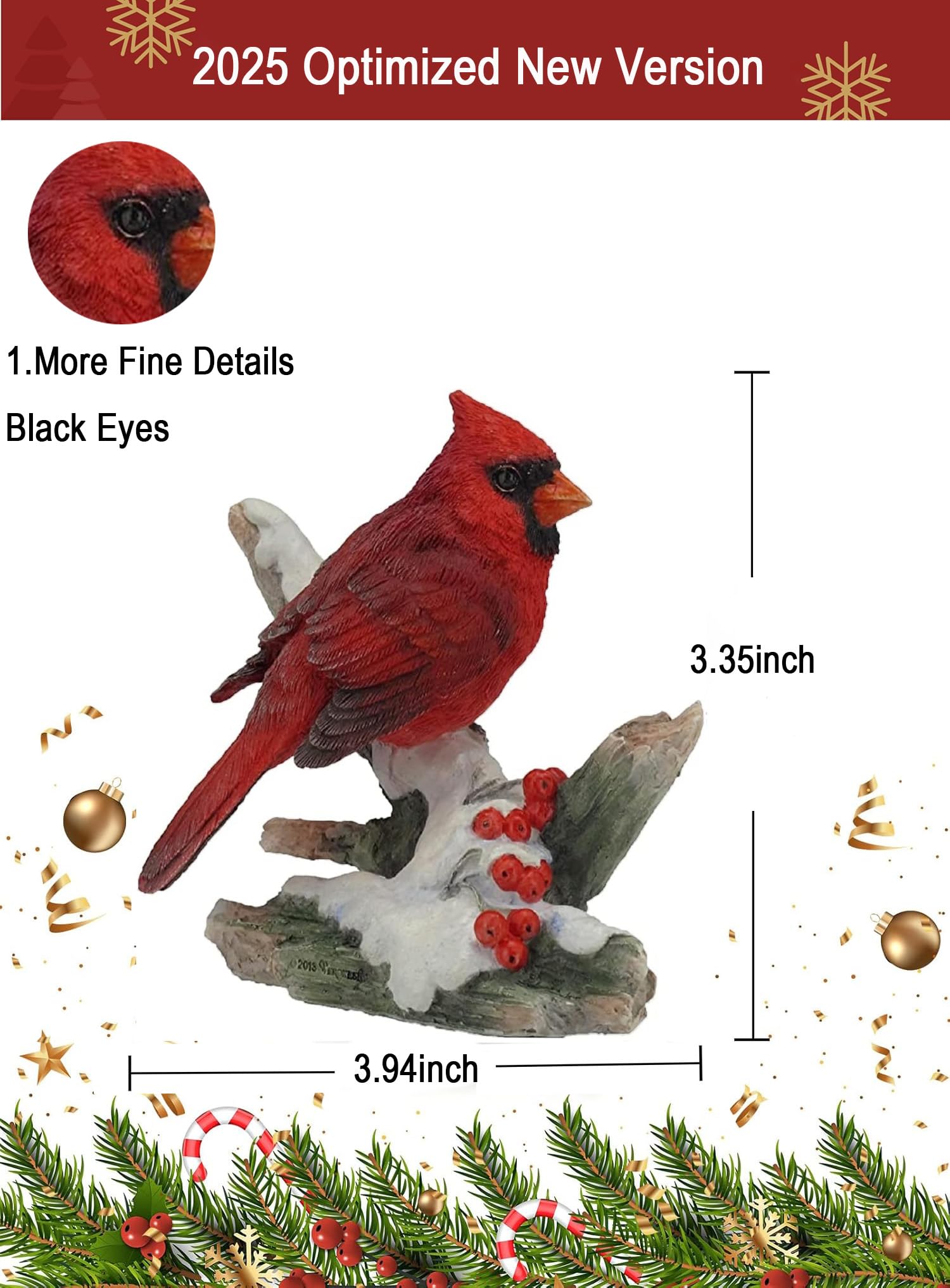 Amazon.com: YABINA 4.25 Inch Cardinal Bird on Snowy Branch