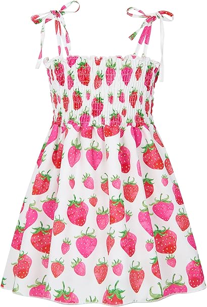 Vieille Toddler Baby Girls Summer Dress Sling Straps Princess Sundress Floral Printed Casual Beach Holiday Dress 1-6 Years