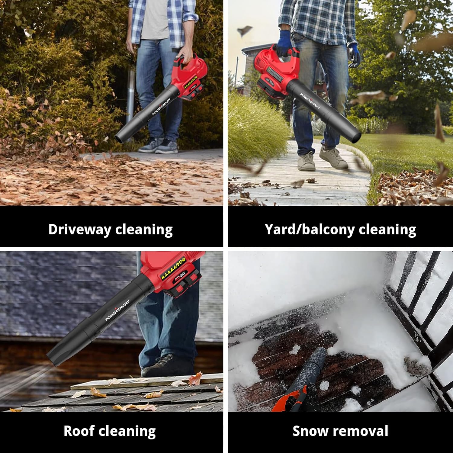 PowerSmart Cordless Leaf Blowers for Lawn Care,40V Battery Leaf Blower Cordless with 2X 2.0Ah Batteries and Fast Chargers,2 Speed Mode,High Power,Blowing Fallen Leaves,Snow and Dust, etc.