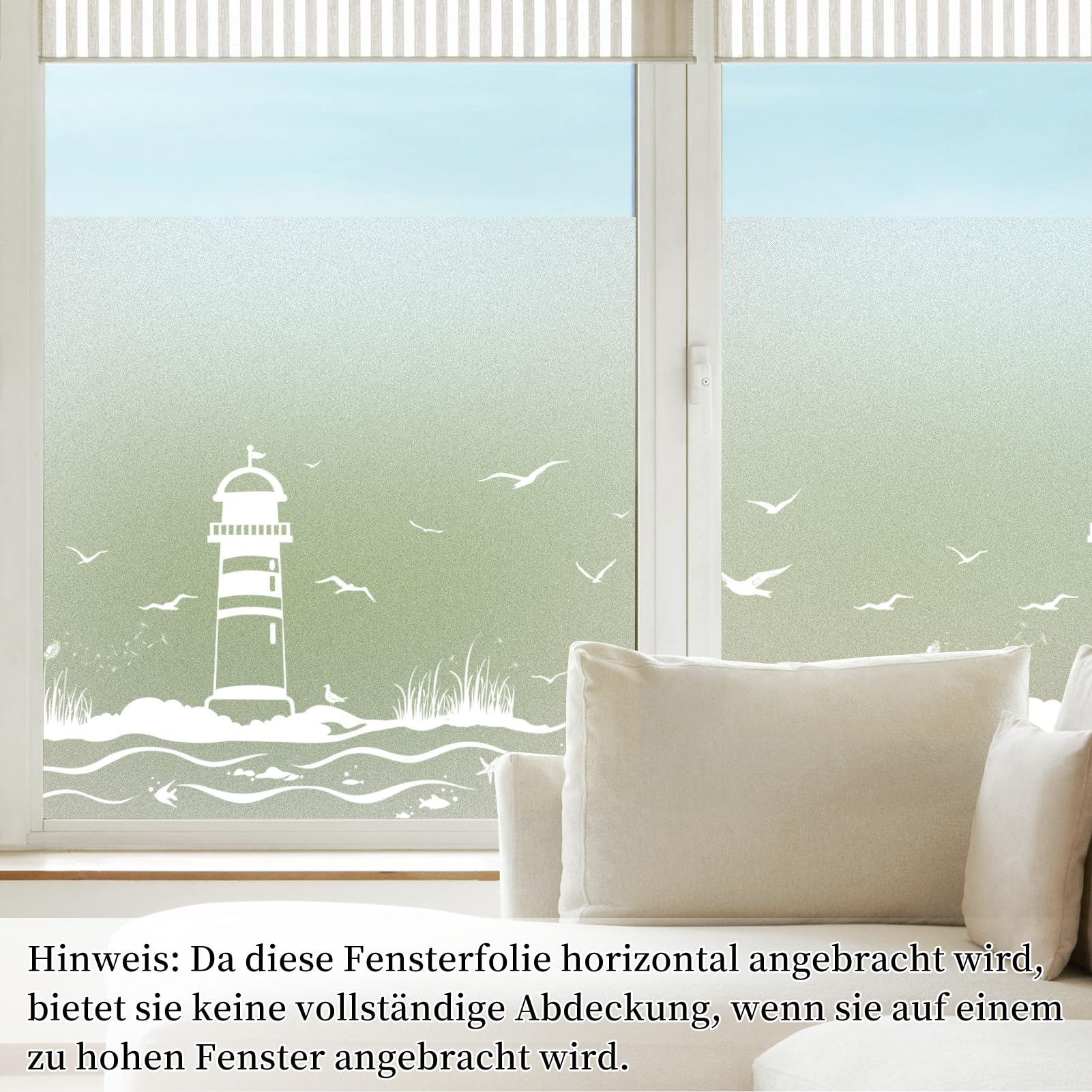 dktie Film opaque pour fenêtre - Blanc (phare et océan 02 version agrandie, 90 x 200 cm)