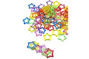 100 Pcs Mix Transparent Colors PVC Plastic Star Charms Chain Link Size 15mm