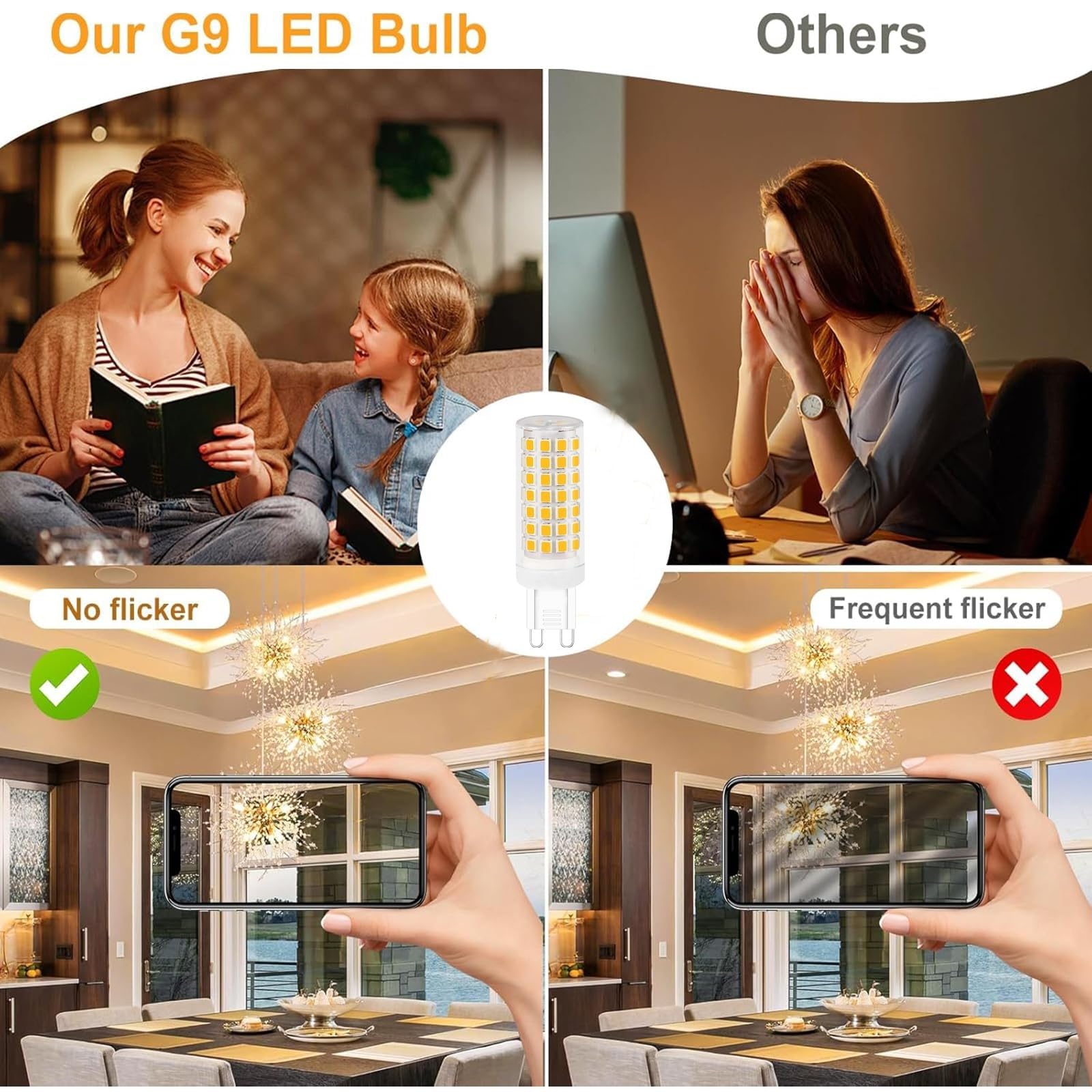 Lampadine LED G9 dimmerabili 8W Sostituzione 100W Risparmio energetico Senza sfarfallio Per illuminazione domestica lampadari plafoniere camera da letto cucina(Cool White 6000K,4pack)
