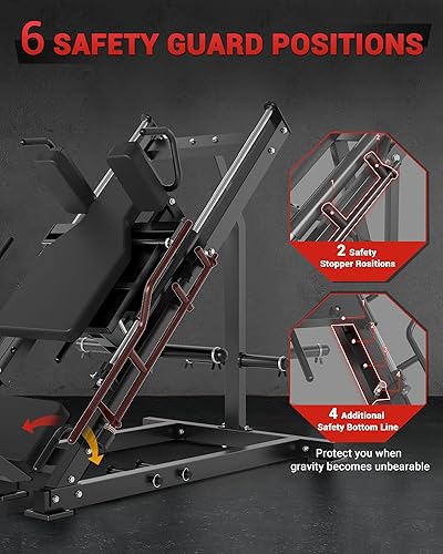 Miniatura 5 de Máquina de sentadillas 2 en 1 para gimnasio en casa, capacidad de 1400 libras, rodamiento lineal, interruptor de modo hidráulico, ángulos