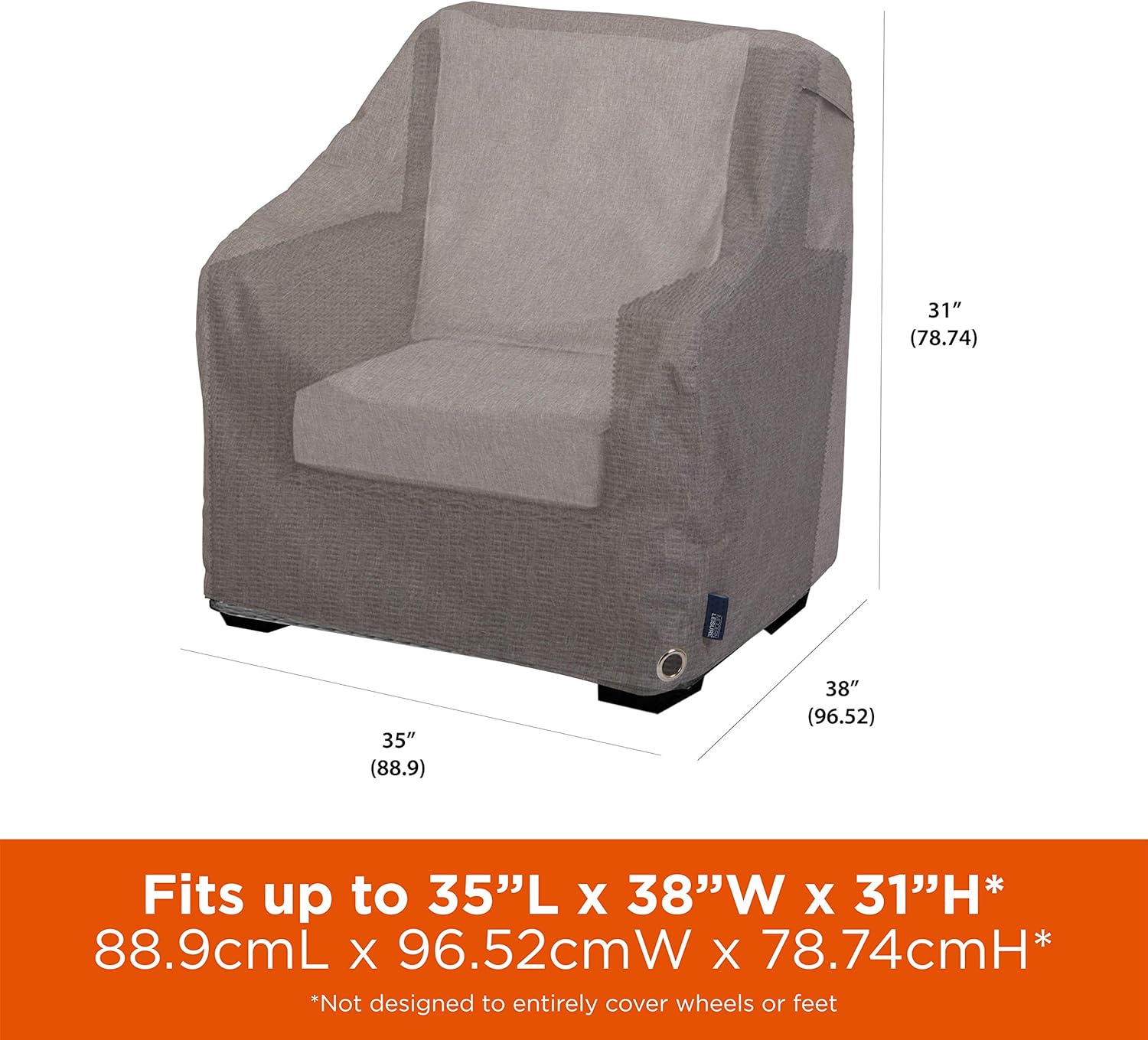 Modern Leisure Garrison Patio Lounge/Club Chair Cover - Water-Resistant Fabric - Outdoor Furniture Protection Perfect for Patio, Deck, and Porch - 35" L x 38" W x 31" H - Granite