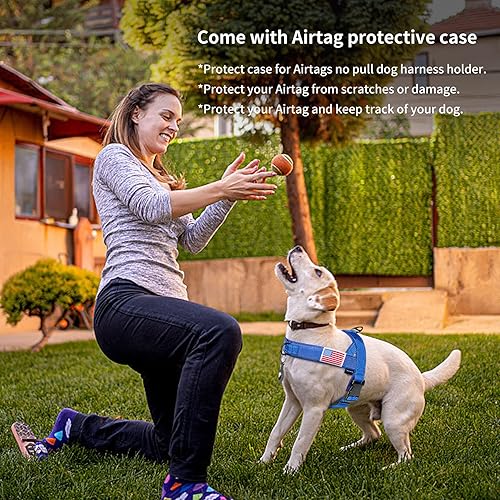 Miniatura 6 de Arnés para perro sin tirones con funda para Airtag y dos parches, ajuste rápido y arnés reflectante a prueba de escapes, arnés de chaleco fácil de