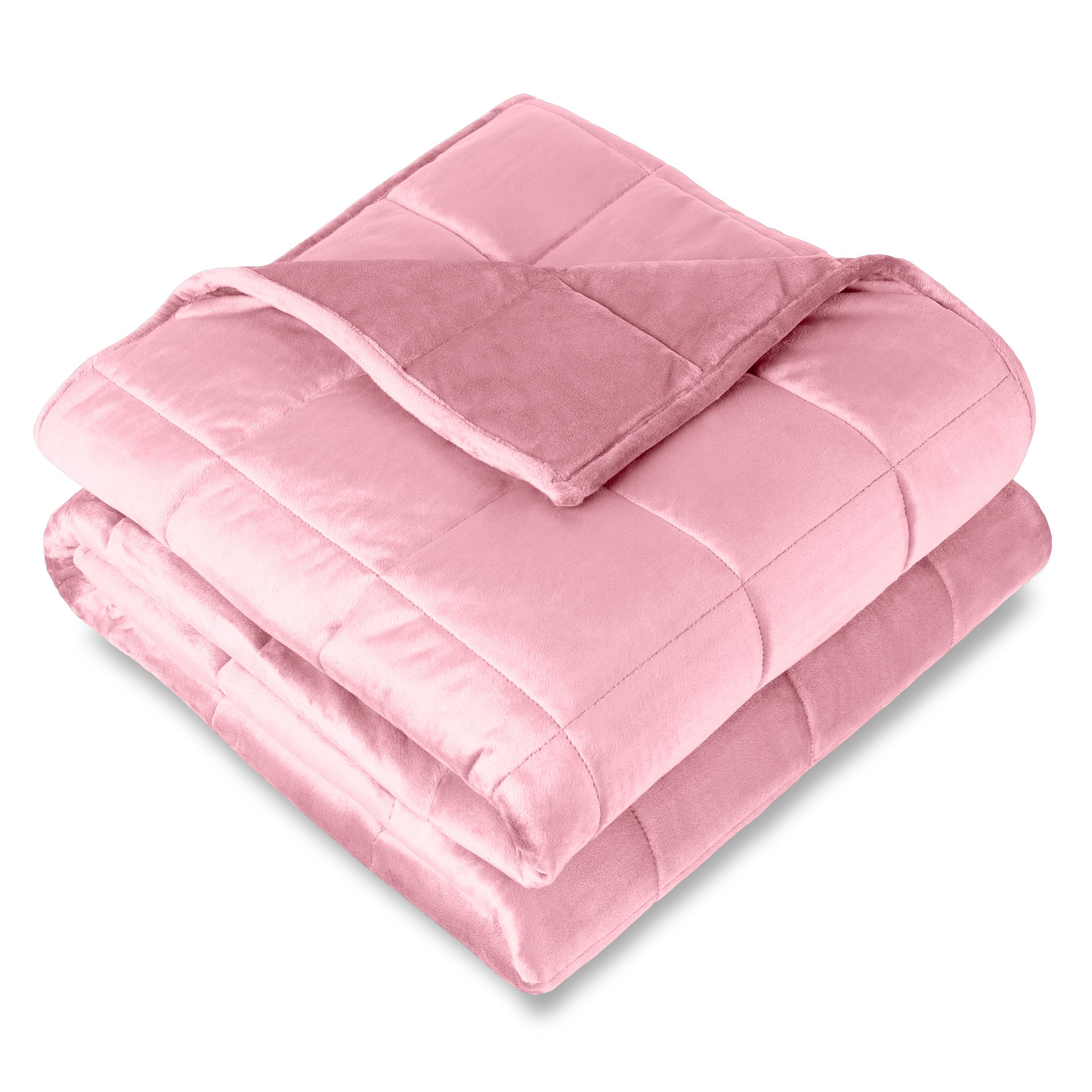 Bare Home Weighted Blanket Twin or Full Size 10lb (40" x 60") for Adults - Minky Fleece - Premium Heavy Blanket Nontoxic Glass Beads (Light Pink, 40"x60")