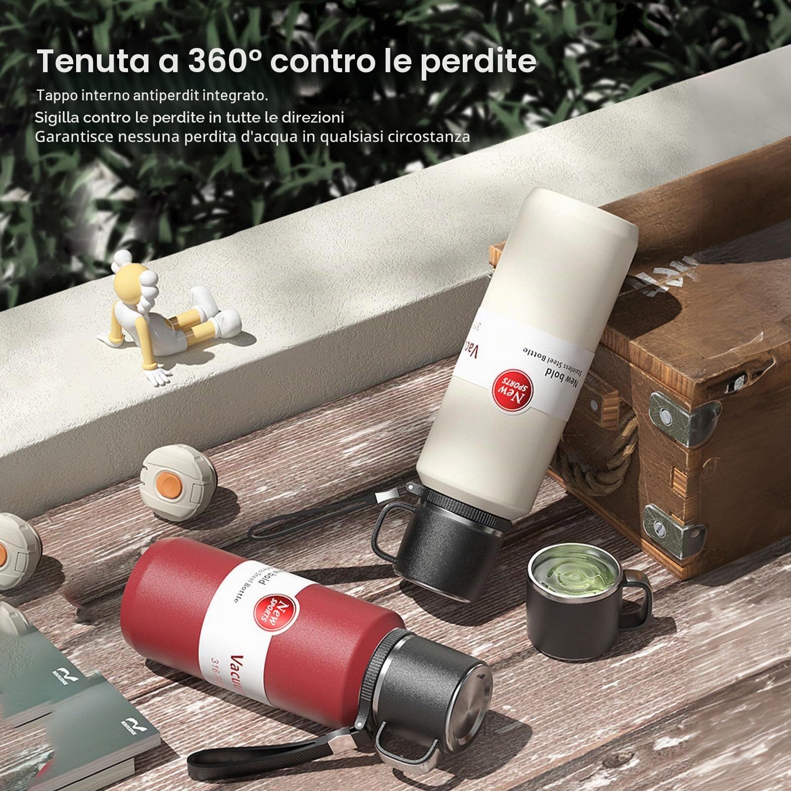 XUDREZ Borraccia Termica da 1L - Mantiene Bevande Calde e Fredde per 24 Ore - Bottiglia d'Acqua in Acciaio Inossidabile 316 con Filtro a Strati, Bottiglie Isolate Sottovuoto a Tenuta Stagna con