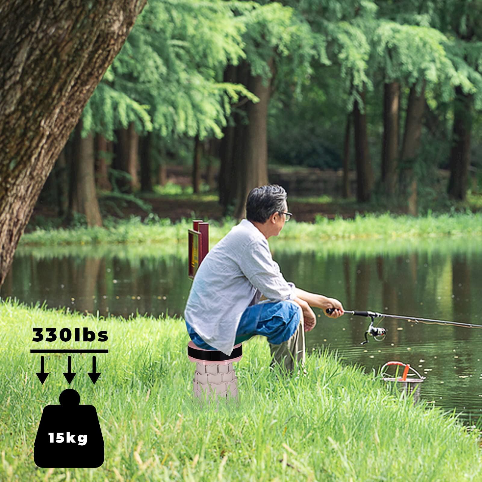DOSUNO Sgabello Telescopico Portatile, Sgabello Pieghevole Sgabello Leggero da Campeggio, Sgabello da Campeggio Regolabile 420lbs Sgabello Retrattile per Campeggio all'aperto Barbecue Pesca,Rosa