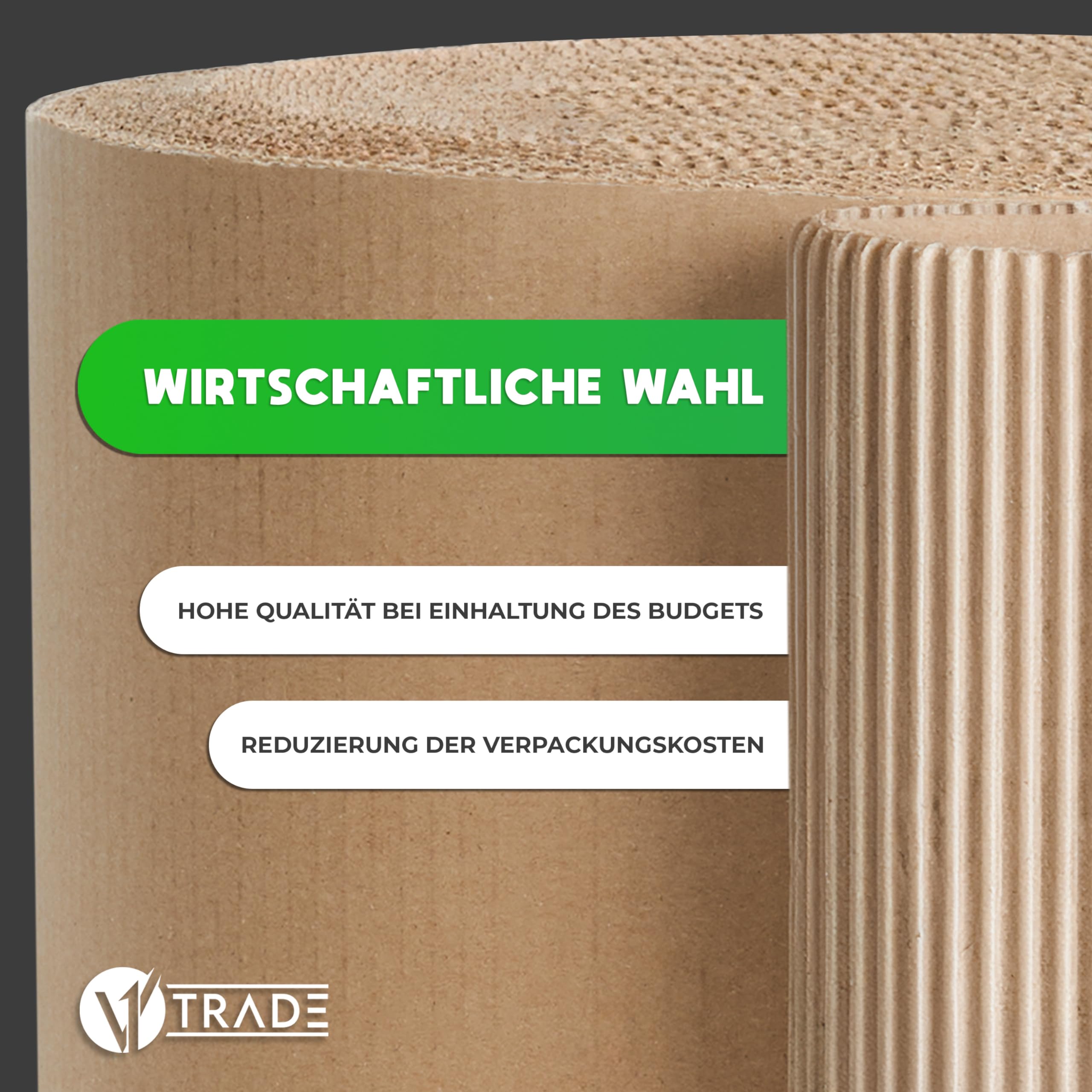 V1 TRADE Wellpappe Rolle 40cm x 10m - Rollenwellpappe 190g/m2 - Verpackungsmaterial für Sicheren Versand und Lagerung - Umweltfreundlich und Recyclebar