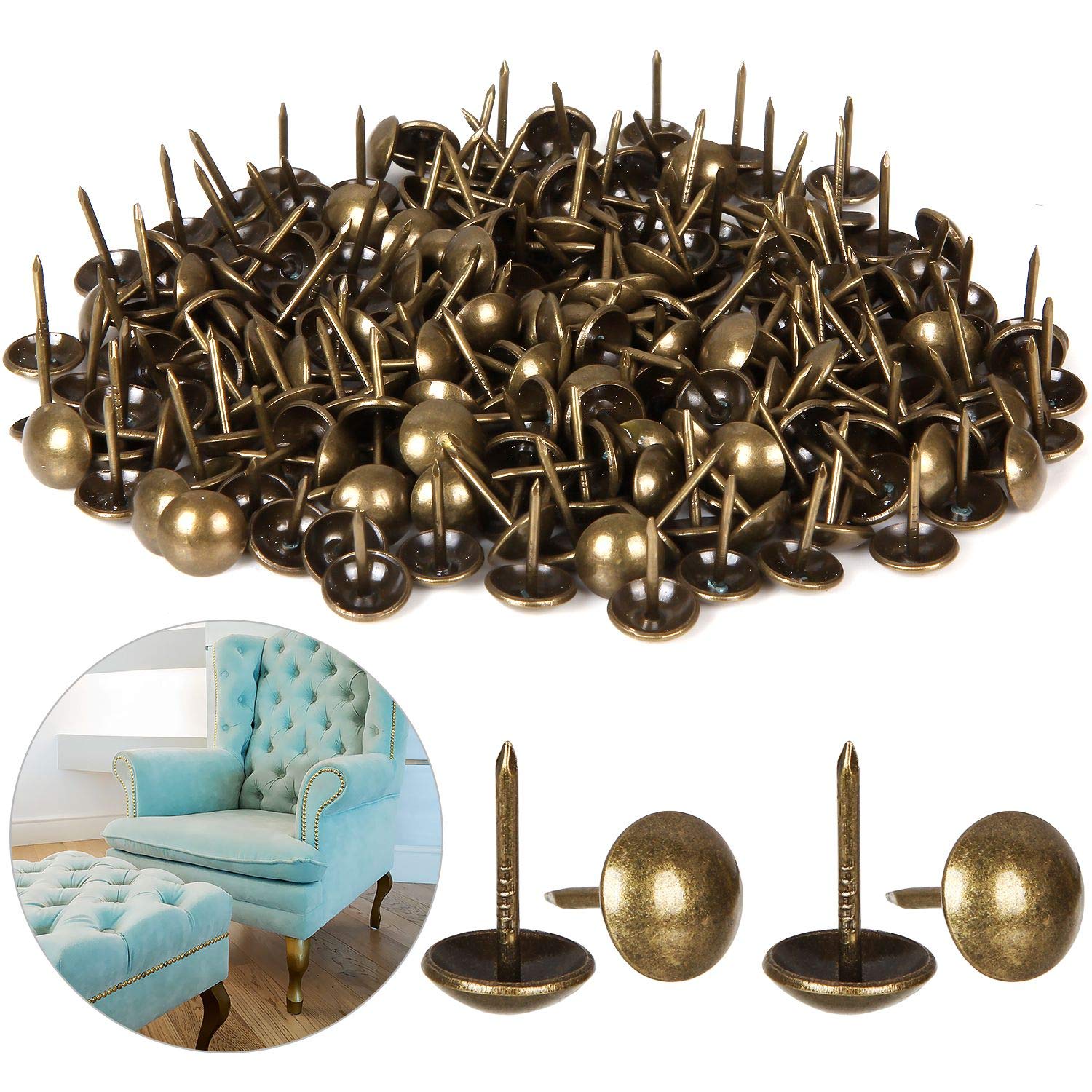 500Pcs Decorative Upholstery Tacks, 7/16 Antique