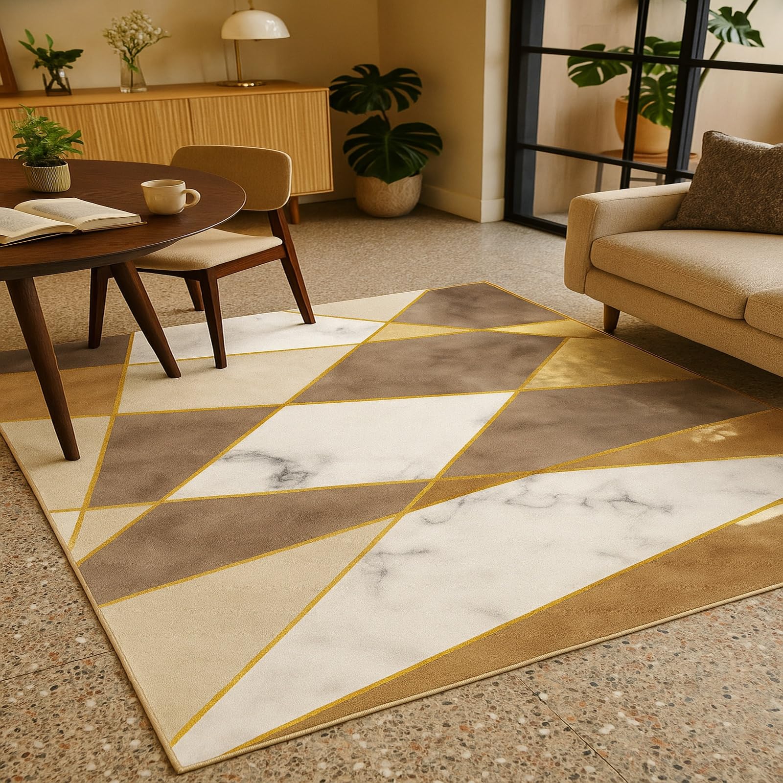 Tapis de décoration moderne 110 x 180 cm aux finitions soignées pour salon
