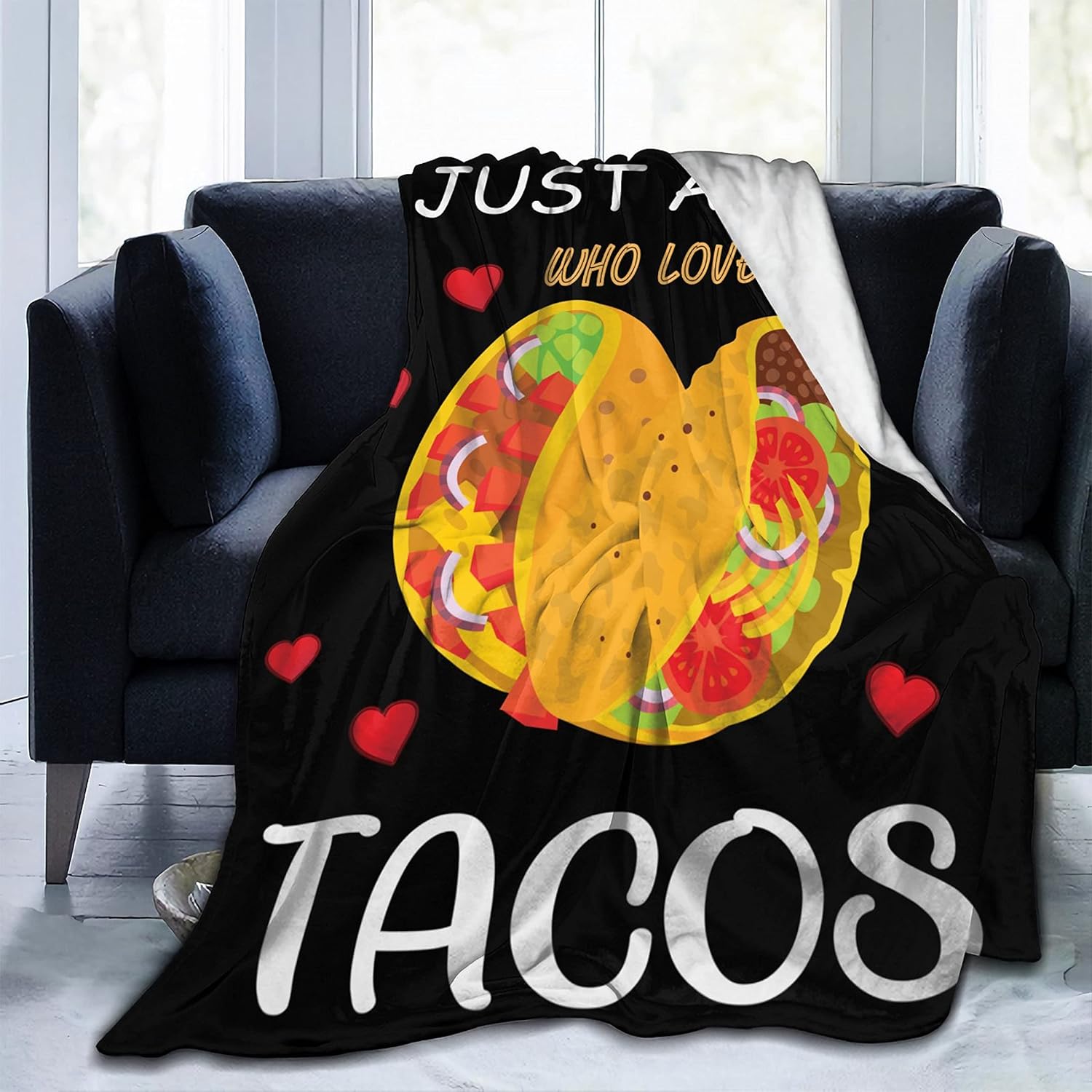 Crazy Deals Just A Girl Who Loves Tacos Flannel Throw Blanket Soft Cozy Warm Lightweight Fleece Blankets Gifts for Couch Sofa Or Bed (XL 120x90 INCH for Family)