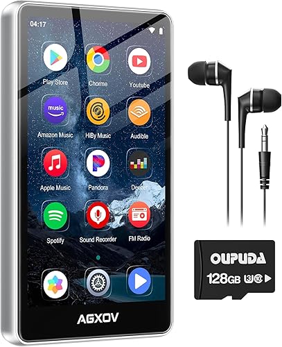 Reproductor de MP3 de 144 GB con Bluetooth y WiFi, reproductores de MP3 y MP4 con pantalla táctil de 4.02 pulgadas y altavoz, reproductores de