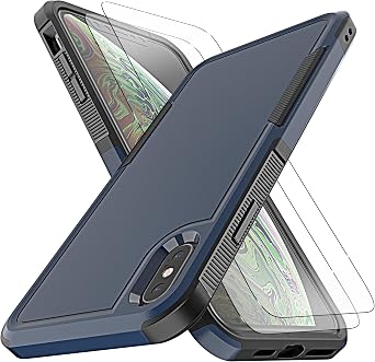 YmhxcY for iPhone X/XS Case [10 FT Military Grade Drop Protection] [Non-Slip] [2 pcs TPE HD Screen Protector] Heavy Duty Full-Body Shockproof Case for iPhone X/XS 5.8-Blue