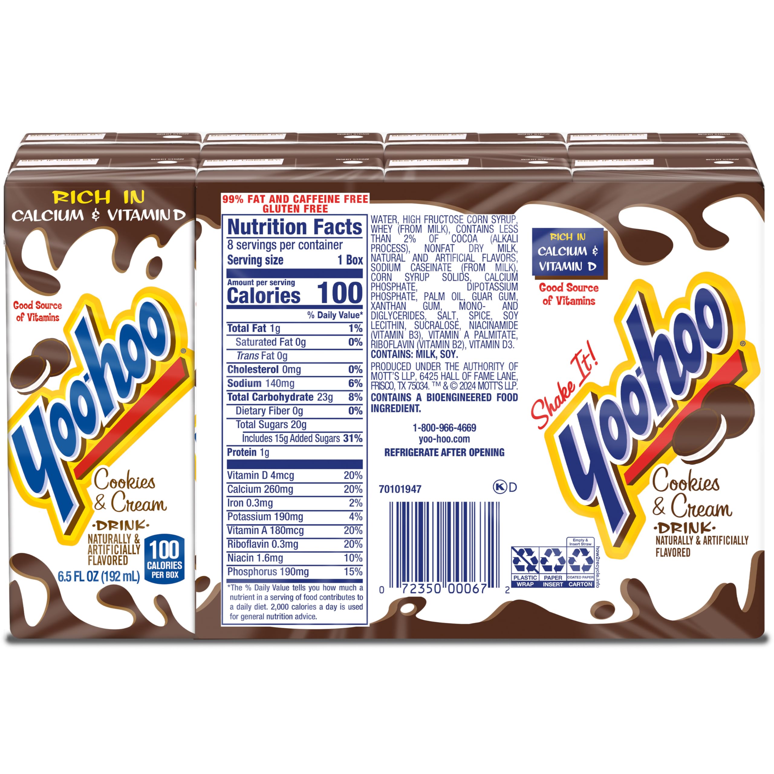 Yoo-hoo Cookies and Cream Flavored Drink 6 5 fl oz Boxes 32 Count 4 Packs of 8 Ready — view 2