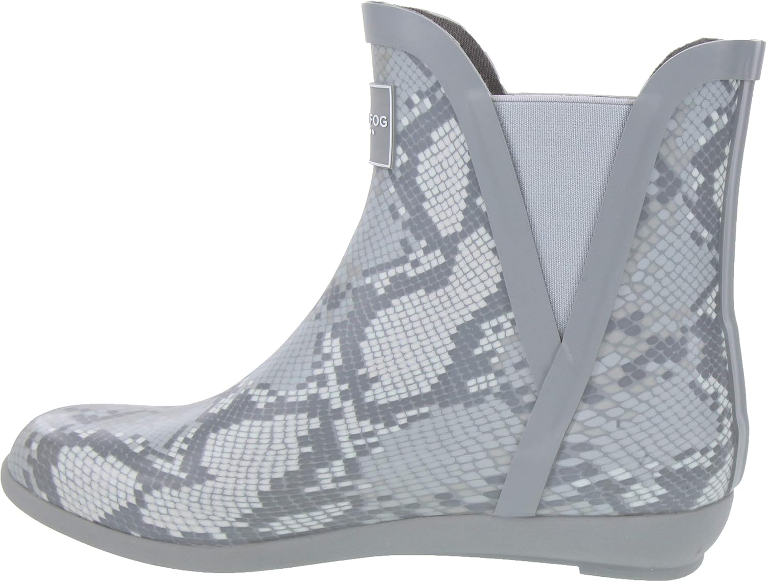 LONDON FOG Womens Piccadilly Rain Boot Grey Snake 8 M US
