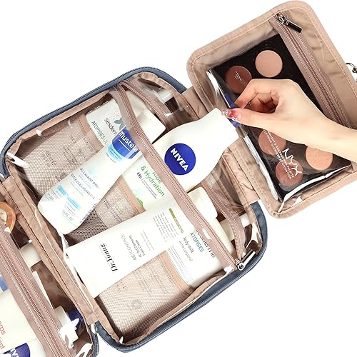 Miniatura 5 de NISHEL - Neceser de aseo colgante para viaje, organizador de maquillaje, estuche de maquillaje para accesorios de viaje, baño, ducha, Aegean-Blue