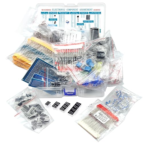Miniatura 4 de Minidodoca Kit de componentes electrónicos y total de 2038 piezas, diodos LED, resistencias de película metálica, paquete de condensadores