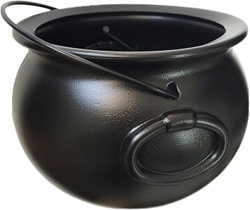GiftExpress 8" Black Cauldron Bucket Halloween Candy Bowl, Trick or Treat, St. Patricks Pot of Gold Decor, Witch Kettle for Party Supplies