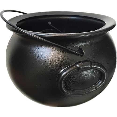 GiftExpress 8" Black Cauldron Bucket – Halloween Candy Bowl, Trick or Treat, St. Patrick's Pot of Gold Decor, Witch Kettle for Party Supplies