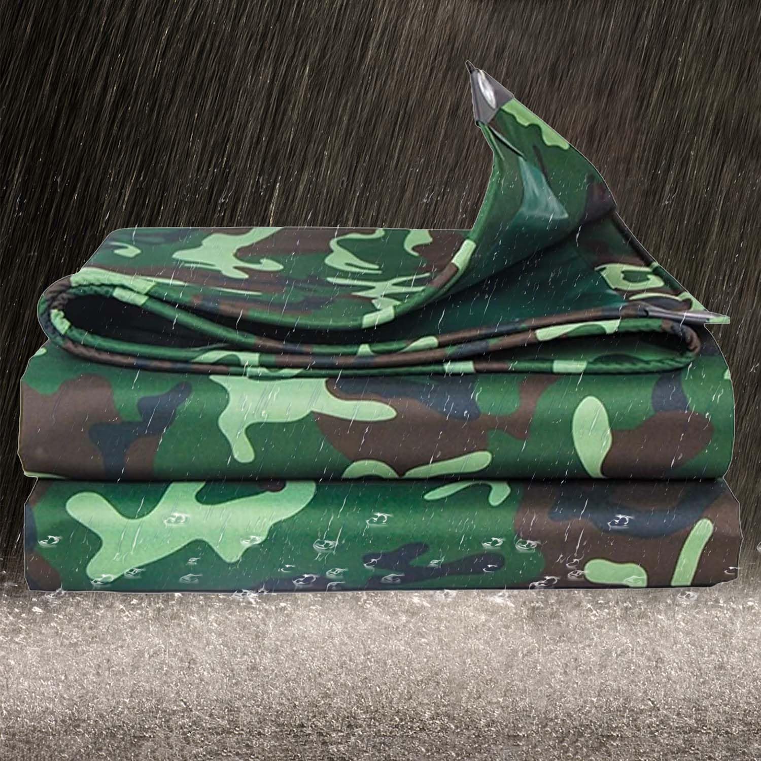 Ffsaacol A Canvas Tarp Heavy Duty Tarp Water Resistant Cover, Reinforced Edges & Rustproof Luminum Grommets, Outdoor Tarp For Camping, Firewood, Truck, Roof 13X13ft/4X4m