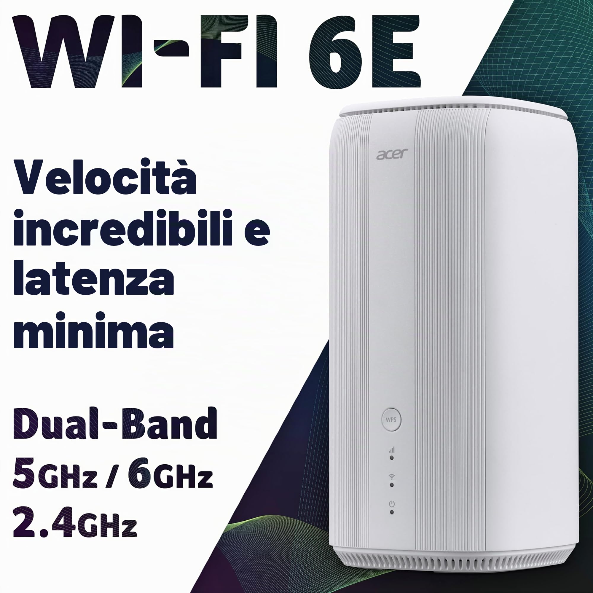 Acer Connect X6E - Router 5G, processore Qualcomm Snapdragon, Wi-Fi 6E Tri-Band, 4 x 4 MU-MIMO, doppia connettività 5G/WAN, fino a 128 dispositivi, bianco (ricondizionato)