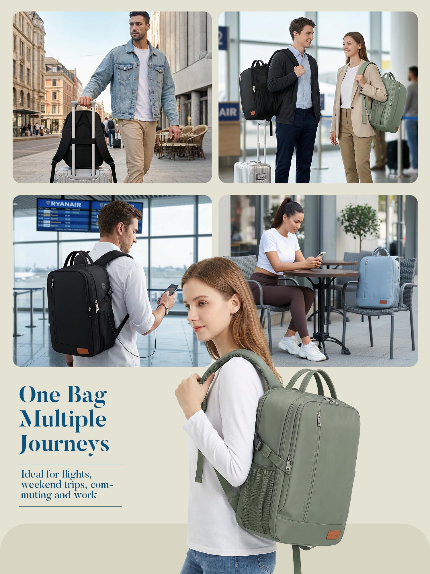 Lossga Bagage Cabine Sac 40x30x15 Sac a Dos Voyage Avion Valise Travel Bag