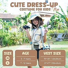 Kids Explorer Kit with Safari Vest, Hat & More - Kids Bug Catching Kit with Adventure Guide & Scavenger Hunt - Cute Dress-Up Zookeeper Costume & Safari Costume for 7-12 Year Old Boys Girls