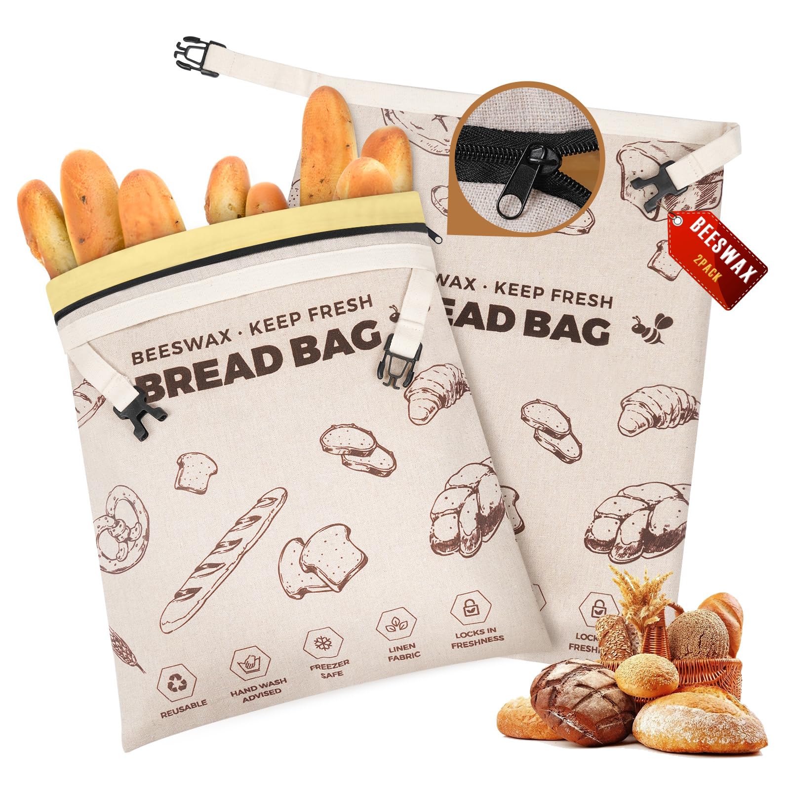 YARRAMATE Reusable Beeswax Bread Bags